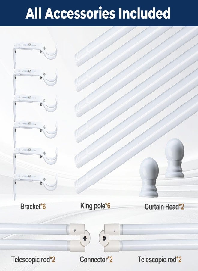 EUIJOIP Foldable Industrial U Shape Curtain Rod 1" Rust-Proof Metal - 3 Sides Adjustable Rod for Corner Windows 15-53 Inch Side Rods 25-78 Inch Center Rods | 10-Year Warranty (White) - Image 5
